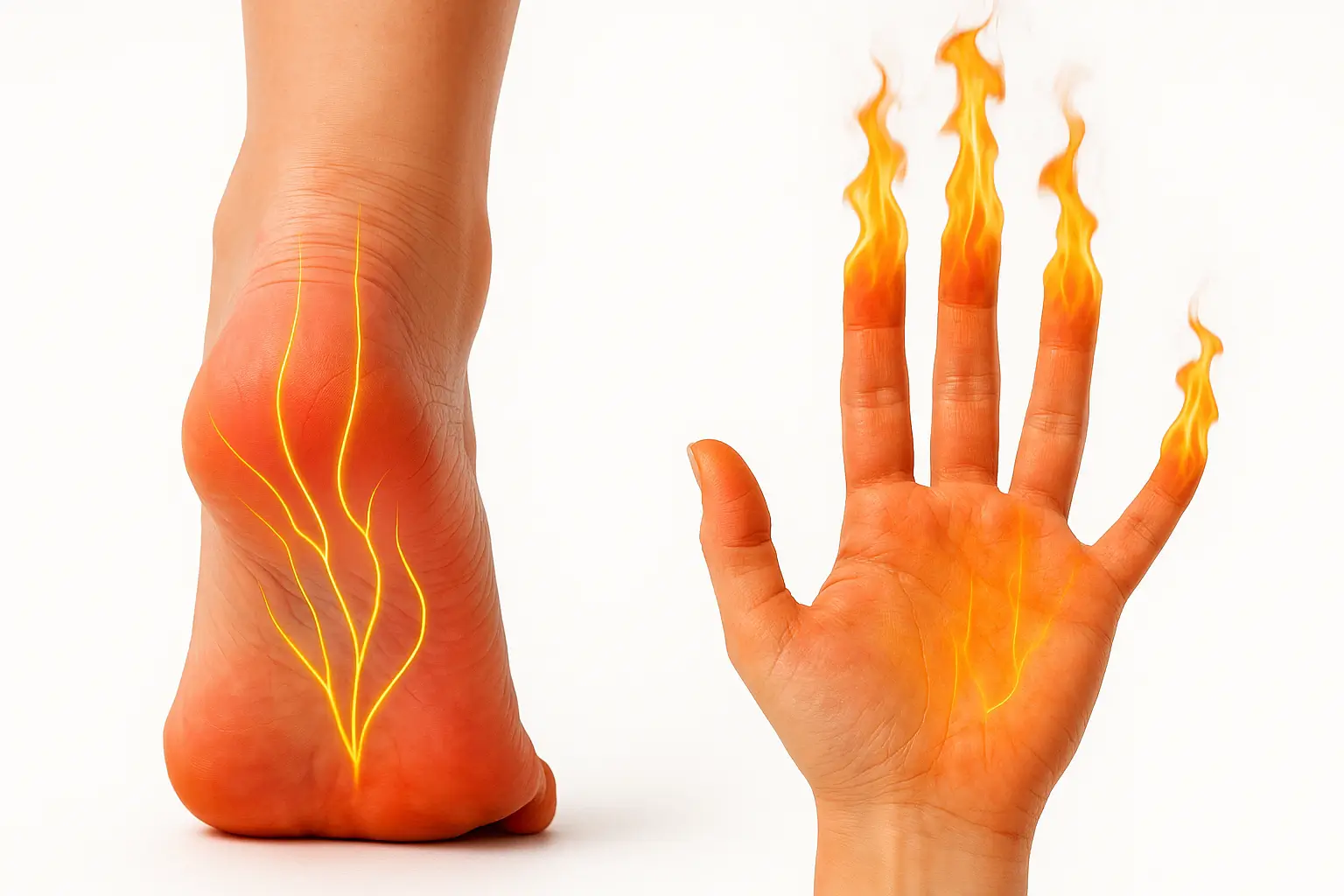 Hands affected by neuropathy